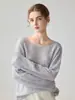 Suéter tejido casual y suave para mujer, de cachemira con trenzado, cuello redondo, estilo relajado