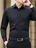 Camisa de Color Sólido Transpirable Antiarrugas de Manga Larga, Tendencia y Elegante, Camisa de Traje Estilo Coreano, Ajuste Formal, Profesional de Negocios Transfronterizo