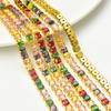 Cadena de circonitas cuadradas brillantes de colores mixtos, cadena densa de diamantes de imitación 5A, accesorios para collares DIY, cadena de decoración de ropa