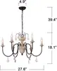Candelabro de Madera Rústico Desgastado Estilo Francés Sala de Estar Comedor Dormitorio B&B Tienda de Ropa Candelabro Retro Americano