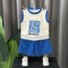Novo conjunto de colete de verão infantil para meninos, roupas finas sem mangas, desenho animado infantil, versão folgada, roupa infantil por atacado