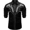 Camisa Casual de Manga Larga para Hombre Estilo Vaquero Transfronteriza 2025 Retro Impresión 3D Talla Grande Holgada Cárdigan