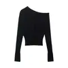 Para Comercio Exterior Europeo y Americano Transfronterizo Ropa de Mujer, Popular en Aliexpress, Moda Otoñal Versátil de un Solo Hombro Ajustado Suéter de Punto