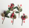 Ramo de Frutas de Agulha de Pinheiro de Natal Plástico Flor Seca Acessórios para Cartão de Felicitações Bolsa Caixa DIY Feito à Mão Acessórios para Cartão de Felicitações de Natal