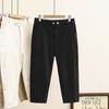 100kg Gordo mm Verano Nuevo Estilo Simple Adelgazante Look Elástico Algodón Lavado Pantalones Siete Octavos Talla Grande Ropa de Mujer Trendy 2212