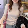 Suéter de invierno grueso para mujer con cuello medio alto, adecuado para usar en capas o solo, hecho de terciopelo Andy, corte ajustado, tejido versátil, disponible para venta al por mayor y dropshipping