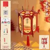 Kit de Materiais DIY para Lanterna do Festival do Meio Outono, Lanterna Portátil Estilo Antigo, Lanterna Palaciana Iluminada Tradicional, Lanterna de Cavalo Giratório de Madeira
