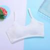 Ropa interior de algodón para niñas en desarrollo, copa fija, triángulo, posavasos, pecho envuelto, sujetador de tirantes anti-luz para estudiantes de secundaria.