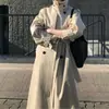 Ropa de mujer, estilo Dongdaemun coreano, gabardina de longitud media de alta calidad en color caqui vintage, prenda de abrigo de otoño para mujer