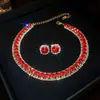 Traje de collar y pendientes de diamante ovalado europeo y americano exagerado luz de lujo alta gama cadena de clavícula nicho moda joyería al por mayor