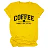 El café me hace más amable Amazon eBay sitio independiente camiseta casual y cómoda para mujer de cuello redondo y manga corta