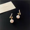 Nuevos Pendientes de Plata S925 con Aguja Coreana Dongdaemun Diseño de Nicho Pendientes de Perla de Diamante Retorcido Simples Versátiles para Mujeres