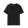 Exportación Transfronteriza Ropa de Mujer Primavera y Verano 2025 Estilo Europeo y Americano Color Sólido Cuello en V Básico Simple Camiseta de Manga Corta Top L13026