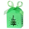 Caja de Dulces para Boda Navideña Árbol de Navidad Verde Cortado a Láser Caja de Dulces Bendición Festiva Caja de Embalaje de Papel
