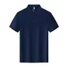 Camisa Polo de Negocios Sin Costuras Solot Color Sólido Solot Manga Corta Algodón Estampado Cuello Solapa Cuello de Algodón Na Azul Marino Na DuPont