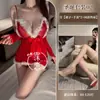 Lingerie sexy para o Natal, camisola com alça de pelúcia e laço, uniforme puro desejo de Ano Novo para encontros de casais