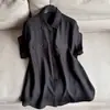 2026 Verano Seda de Morera Sarga de Seda Manga Raglán Color Liso Top Camiseta Corta Ancha Mujer Venta al por Mayor H06DT0162