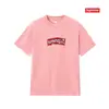 Camiseta de Algodón Pesado Moda Americana Transfronteriza Estampado de Letras Supreme Cuello Redondo Manga Corta Unisex Holgada Casual para Hombres y Mujeres