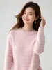 Suéter de tricô gola redonda em cashmere para mulheres, novo suéter texturizado versátil para o início do outono de 2026