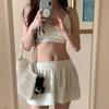 2024 fonte fábrica Coreia do Sul ins novo cor sólida toalha tecido camisola elástico cintura shorts maiô para mulheres