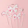 Decoración para Pastel Feliz Día de las Madres 2026 Mariposa 3D de Doble Capa Cinta de Cumpleaños para Mamá Lazo Insertar para Hornear
