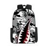 Mochila de estudante de tubarão de correspondência de cores de camuflagem transfronteiriça Impressão digital de grande capacidade Cartoon Anime Mochila Mochila