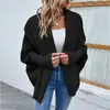 Nueva ropa de punto para mujer de otoño e invierno, cárdigan de color liso con mangas murciélago estilo europeo y americano, chaqueta de punto de manga larga para principios de otoño para mujer