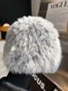 Gorro de piel de conejo para niños, otoño e invierno, grueso, cálido, de lana fría, con protección para las orejas de piel pequeña, gorro de pescador de felpa