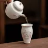 Taza de Té de Cerámica Loto Pastel, Taza Individual de Juego de Té Kung Fu, Taza de Anfitrión, Taza de Té para el Hogar, Taza de Té de Porcelana Blanca