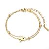 Pulsera de acero inoxidable dorada con 26 letras coreanas, de estilo coreano, con cadena doble apilada, estilo popular en Amazon.