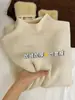Suéter Espesso com Forro de Lã para Mulheres, Gola Alta Pequena, Camisa Base em Camadas, Roupa Íntima Integrada de Lã Quente para Outono e Inverno, Top de Manga Longa Estilo Coreano