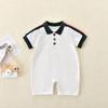 Mameluco de Bebé Verano Estilo Delgado de Moda Ropa de Bebé de Celebridad de Internet con Cuello Polo Conjunto para Gatear Ropa de Verano para Niños