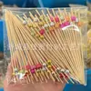Palitos Decorativos de Bambu Dourados Descartáveis Frutas Prateados 100 unid/Pacote Palitos de Cocktail Dourados Petisco
