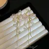 Pendientes Largos de Borla con Cuentas de Mariposa de Cristal de Hada Súper, Modernos, Elegantes, Suaves, Dulces, de Gama Alta y Únicos
