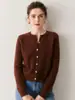 Cardigan Casual de Punto de Cachemir para Mujer, de un Solo Botón, Nuevo Estilo Holgado para Otoño e Invierno, Adelgazante, con Cuello Redondo, Estilo Grueso, Color Sólido