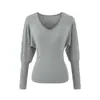 Camada Base Cincha-Cintura Outono e Inverno Elegante Slim Manga Longa Top Estilo Pura Luxúria Manga Morcego Tricô com Forro de Lã para Mulheres
