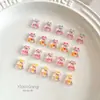 Acessórios Fofos de Urso Transparente para Nail Art Dopamina Desenho Animado 3D Coração Laço Urso Decoração de Unha Venda por Atacado