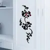 Adesivo de Porta Novo Personalizado com Padrão de Flor e Trepadeira em Espelho Acrílico Adesivo de Geladeira Adesivo Decorativo de Armário Adesivo de Parede de Fundo para Sala de Estar