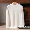 Nuevo suéter de punto grueso de 7 puntos 100% cachemira pura para hombre, cuello semi-alto, tejido doble, tejido de punto cálido para usar en capas