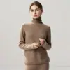 Nueva colección de otoño e invierno: Prenda base de punto de cachemira moderna y suave, color liso, adecuada para el trabajo y el uso diario, diseño simple con cuello con volantes