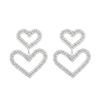 Aretes de Amor con Diamantes Completos Europeos y Americanos Moda para Mujer Creativos Temperamento Huecos en Forma de Corazón Aretes Aretes Celebridad de Internet Trendy