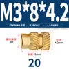 Latón Tierra Ocho Inyección de Fusión Caliente Embutido Estampado Moleteado Doble Paso Inserción Tornillo Tapa Tuerca Manguito Roscado de Cobre M2M4M5
