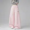 Pantalones de chándal anchos para mujer estilo americano minimalista con bordado de letras, adecuados para bailar y deportes, holgados y versátiles, con caída fluida y dobladillo curvo, pantalones largos casuales