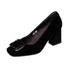 Zapatos de mujer de gamuza estilo francés con hebilla cuadrada, los más vendidos del otoño 2026, elegantes zapatos de tacón alto bajo con punta cuadrada, zapatos de vestir sencillos para mujer, cómodos y versátiles