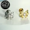 Piercing Labial Stud de Titânio F136 com Design de Flor Relâmpago e Cravação de Zircônia, Joia para Body Piercing com Corpo de Titânio de Grau Cirúrgico, Produto em Estoque do Fabricante
