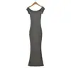 Ay568-26 Vestido Largo Bodycon Sexy de Verano para Chica Caliente Hombros Descubiertos Pura Pasión Ajustado que Favorece la Figura