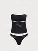 [Colección] Chica Coreana Ins Simple Negro Adelgazante Aspecto Sexy Adelgazante Aspecto Simple Dividido Resort Baño Termal Traje de Baño