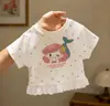 Camiseta de Manga Corta para Niña 2026 Verano Nuevo Estilo Chica Linda Bebé Sirena Princesa Lunares Camisa de Manga Corta Top 0