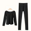 [Alta calidad] Calentamiento de Ropa interior térmica de terciopelo para mujer ropa de otoño pantalones largos camisa base de lana seda para mujer traje cálido