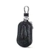 Estojo de Couro Bovino de Primeira Camada para Chave de Carro Masculina, Bolsinha com Zíper de Couro Genuíno, Capa Protetora para Chave de Carro de Pendurar na Cintura, Bolsa de Corrente com Zíper Duplo